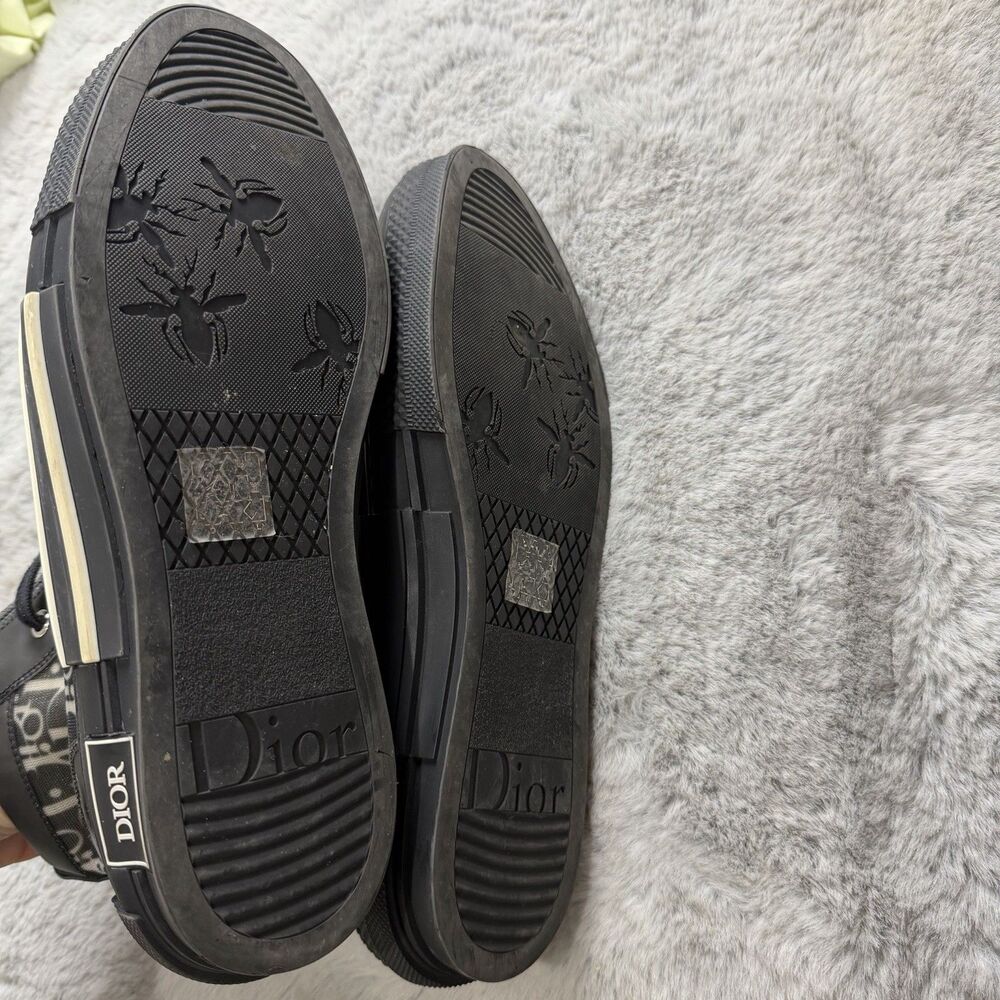 Authentic DIOR B23 Oblique Canvas Black Calfskin High Top Sneakers Shoes 44 / 11 - Picture 7 of 7